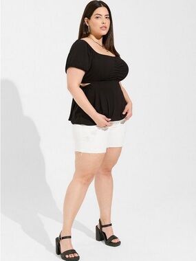 Torrid Babydoll Rayon Slub With Side Cutouts Top